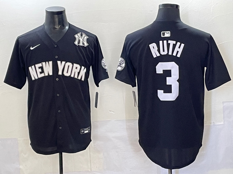 Men 2025 New York Yankees #3 Ruth black Nike MLB Jersey style 7250010->new york yankees->MLB Jersey